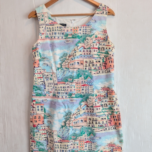 TALBOTS Multicolor Scenic Village Novelty Print Shift Dress Size 8 - Picture 10 of 10